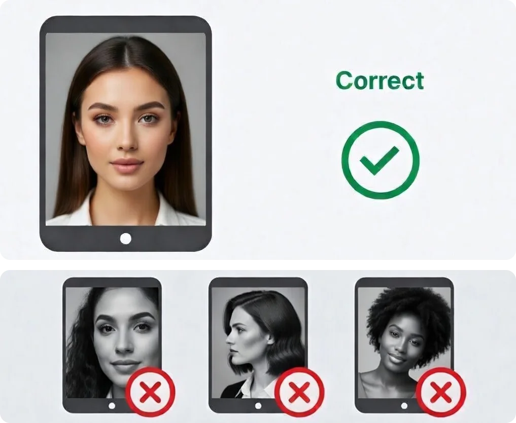 Photo instructions – face the camera directly with good lighting